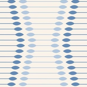 286 - Jumbo scale Wallpaper reeds 1920s style denim blue, pale blue and warm cream stylized wave art deco style, for modern wallpaper and  minimalist curtains, home decor, duvet covers, table linen and more.