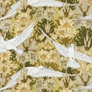 1897 Doves and Lilies by Maurice Verneuil - Original Colors