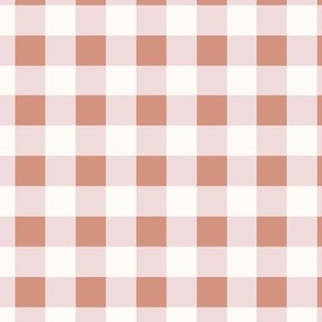 Soft gingham plaid in pink, pale terra cotta  6 x 6in