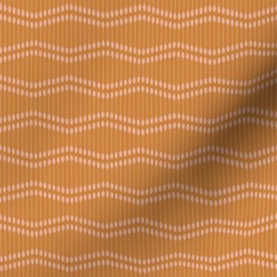 286 - Small scale Wallpaper reeds 1920s style zingy mustard and soft apricot pink stylized wave art deco style, for modern minimalist wallpaper and curtains, home decor, duvet covers, table linen and more.