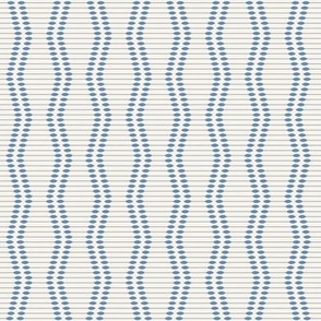 286 - Small scale Wallpaper reeds 1920s style Periwinkle blue andcream stylized wave art deco style, for modern wallpaper and  minimalist curtains, home decor, duvet covers, table linen and more.