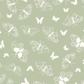 Inverted green floating spring butterflies 8 x 6in