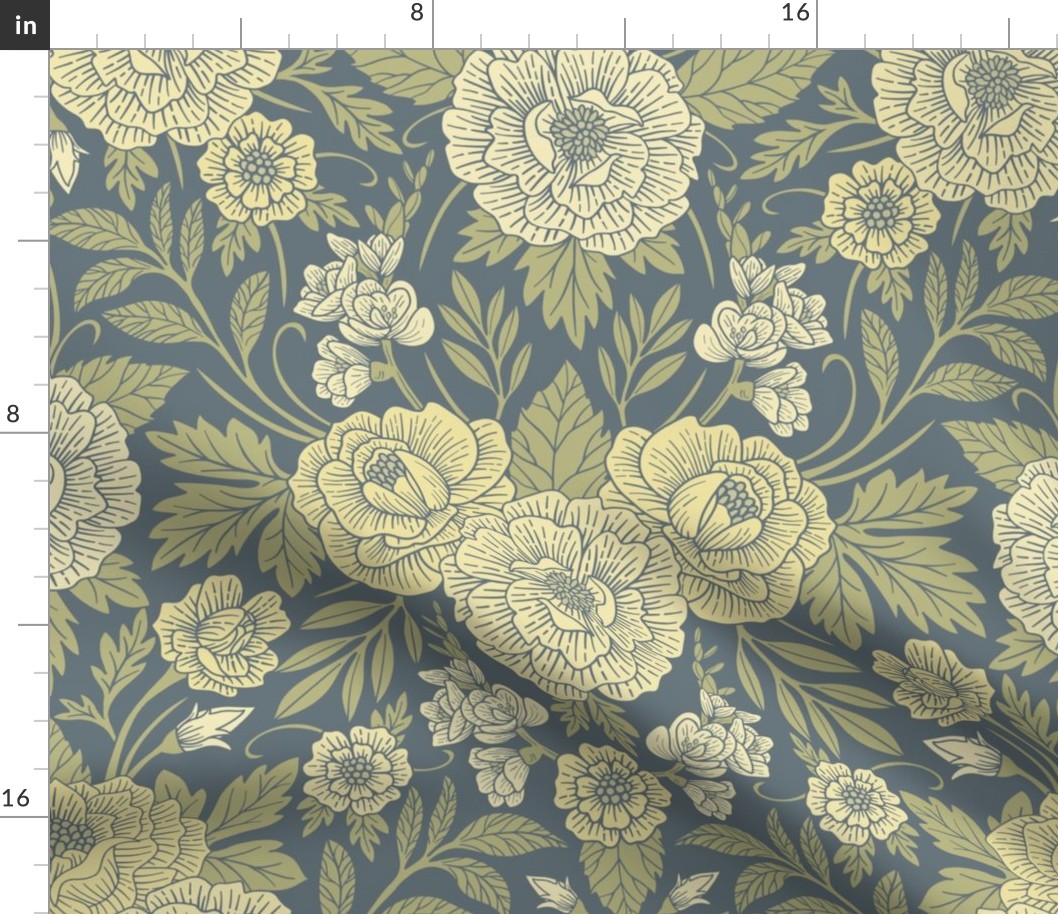 Large-Scale Muted Pastel Blue & Yellow Fabric | Spoonflower