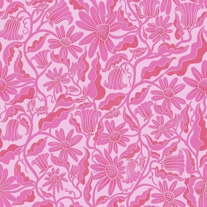 Monochrome Flowers Pink
