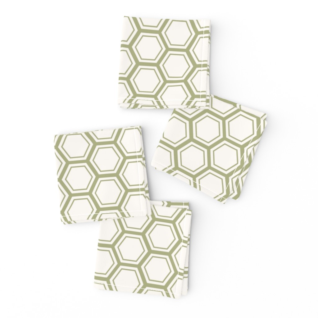 Geometric bee honeycomb in green 3.2 x 3.6in