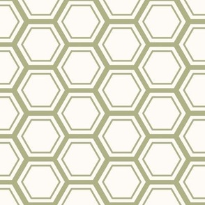 Geometric bee honeycomb in green 3.2 x 3.6in
