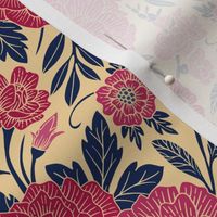 Small-Scale Pretty Pink & Navy Blue Floral