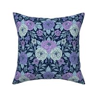 Small-Scale Elegant Purple & Blue Floral