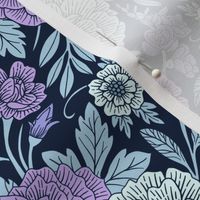 Small-Scale Elegant Purple & Blue Floral