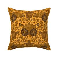 Small-Scale Warm Yellow, Gold & Brown Floral