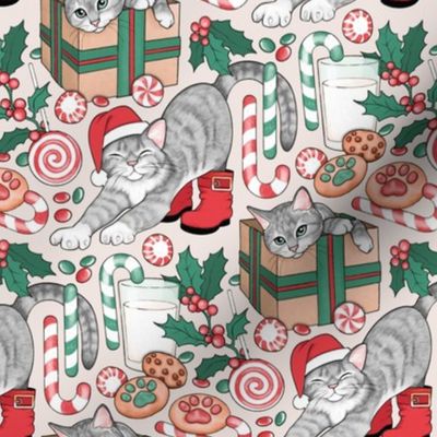 Feline Festive, on cream - small 