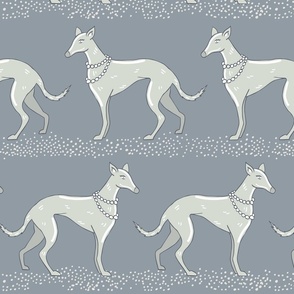 Walk with light gray elegant greyhounds | large