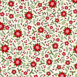 Christmas Flora Red and Green Light Background