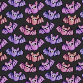 Watercolor Bats - Black