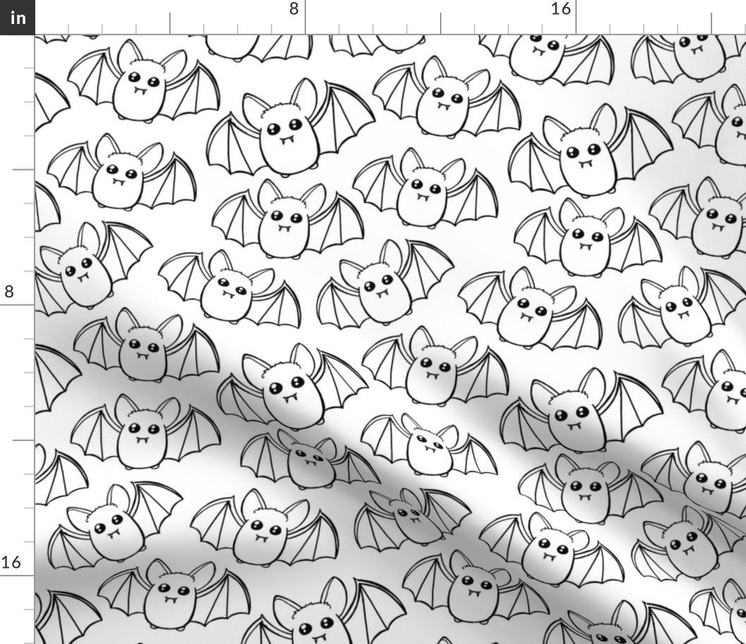 Watercolor Bats - Black and White