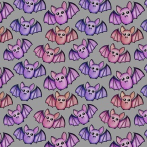 Watercolor Bats - Grey