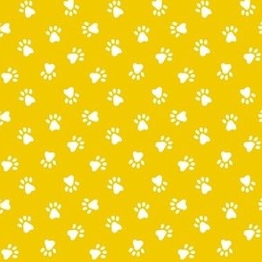 Ditsy Paw Prints, Yellow