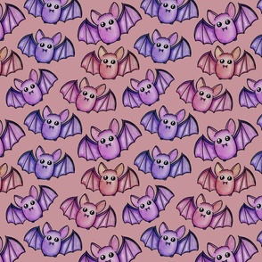 Watercolor Bats - Pink