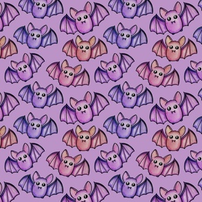 Watercolor Bats - Purple