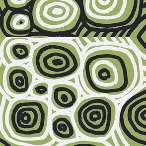 Bold Rustic Circular lines - Boho circles modern geometric - off white  & sage green - medium 