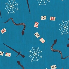 Circus Snakes And Daggers On Blue