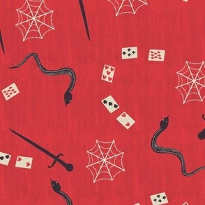 Circus Snakes And Daggers On Red