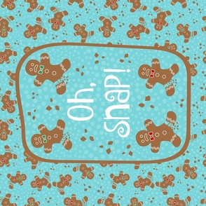 Large 27x18 Fat Quarter Panel Oh Snap! Funny Gingerbread Cookies for Wall Hanging or Tea Towel
