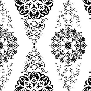 Floral Damask in Black and White