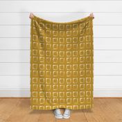 Beautifully imperfect hand-drawn geometric square pattern on rich brownish yellow.