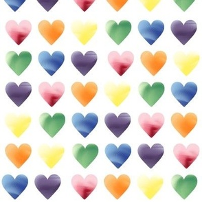 Watercolor Rainbow Hearts-Large