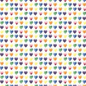 Rainbow Watercolor Hearts-Tiny