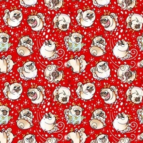 Reindeer Pugs - Candy Cane Red