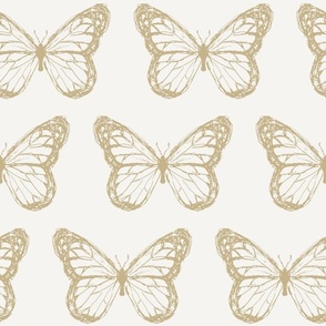 Butterfly Print for Wallpaper & Home Decor in Gold & Ivory