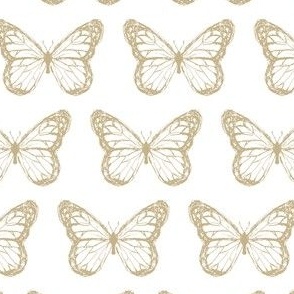 Butterfly Print for Wallpaper & Home Decor in Gold & White