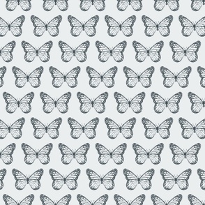 Butterfly Print for Wallpaper & Home Decor in Light Blue & Navy