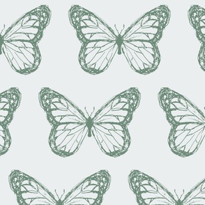 Butterfly Print for Wallpaper & Home Decor in Blue & Green