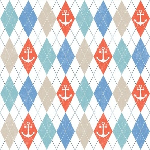 Coastal Argyle With Anchors