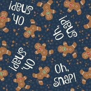 Medium Scale Oh Snap! Funny Gingerbread Cookies on Navy