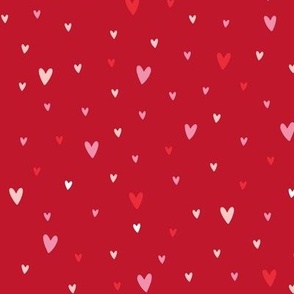valentine hearts on red