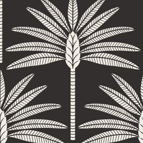 Vintage Palm Trees - Black Large Scale