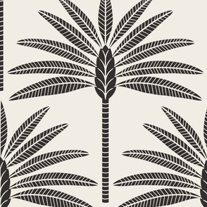 Vintage Palm Trees - White Black Large Scale