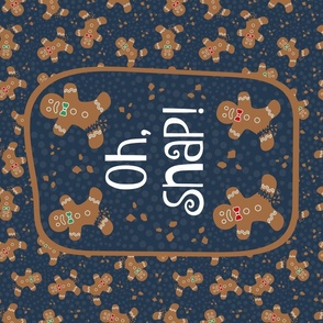 Large 27x18 Fat Quarter Panel Oh Snap! Funny Gingerbread Cookies for Wall Hanging or Tea Towel