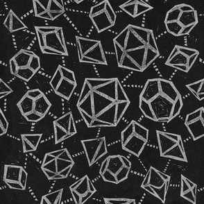 Woodblock Dice - black and grey - medium scale - dnd, dungeons and dragons, black, grey