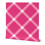 pink and white diagonal plaid