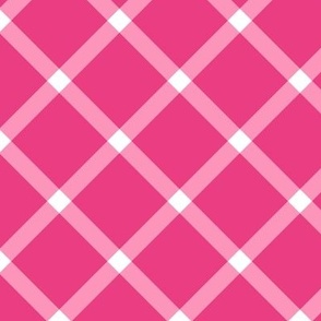 pink and white diagonal plaid