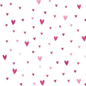 pink hearts on white