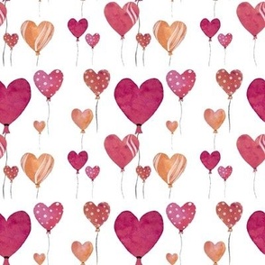 a pink heart balloon seamless pattern watercolor 