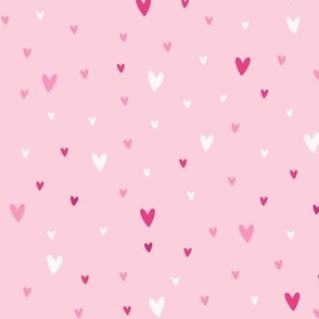 pink hearts on light pink