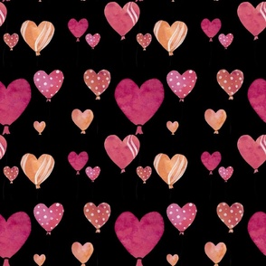 a pink heart balloon seamless pattern black 
