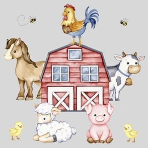 Farm Animals Baby Nursery Gray 